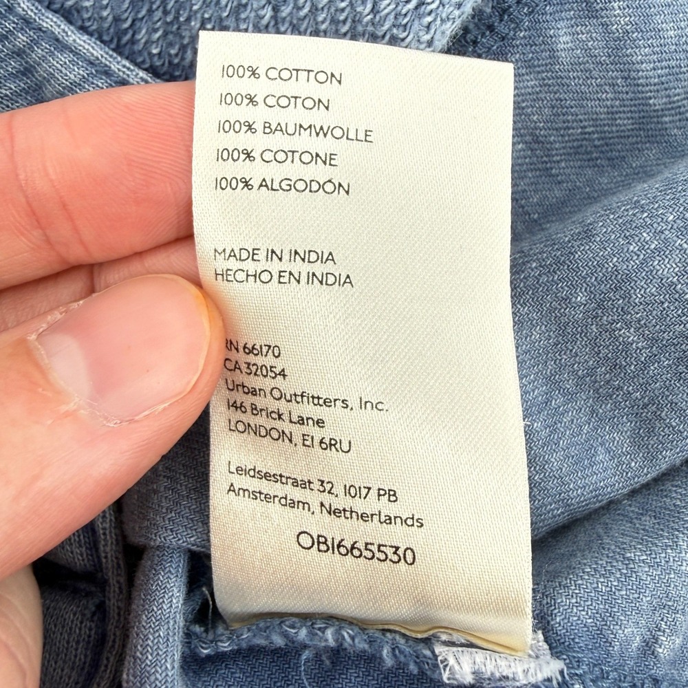 Pilcro Button Front Chambray Shacket Jacket Blue Women L Puff Sleeve 100% Cotton - Picture 7 of 7